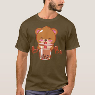 Cute Kawaii Bear Drinking Boba Tea Anime Bubble Te T-Shirt