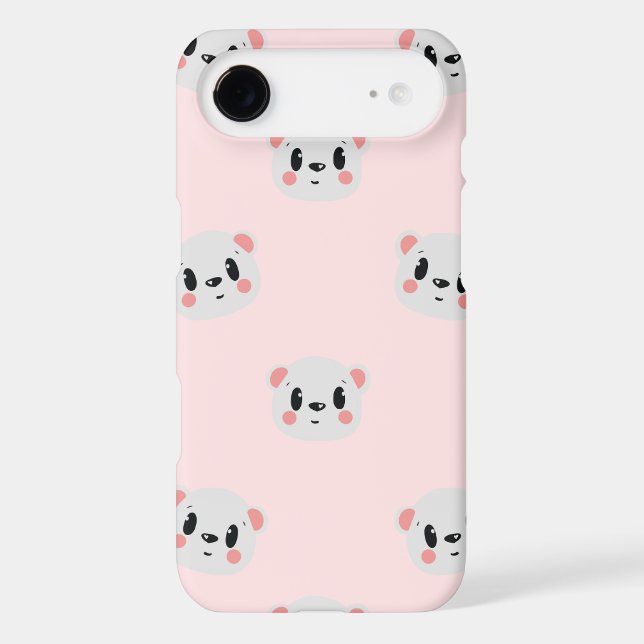Cute Kawaii Bear Face Pattern on Pastel Pink (Back)