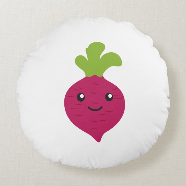 Cute Kawaii Beet Round Cushion (Front)