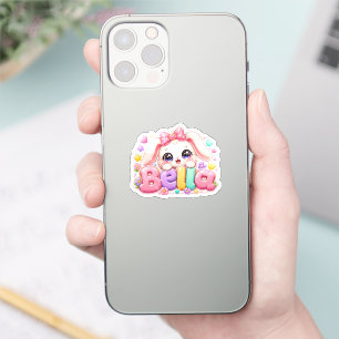 Cute Kawaii Bella Bunny Name Pastel Pink Floral Bu