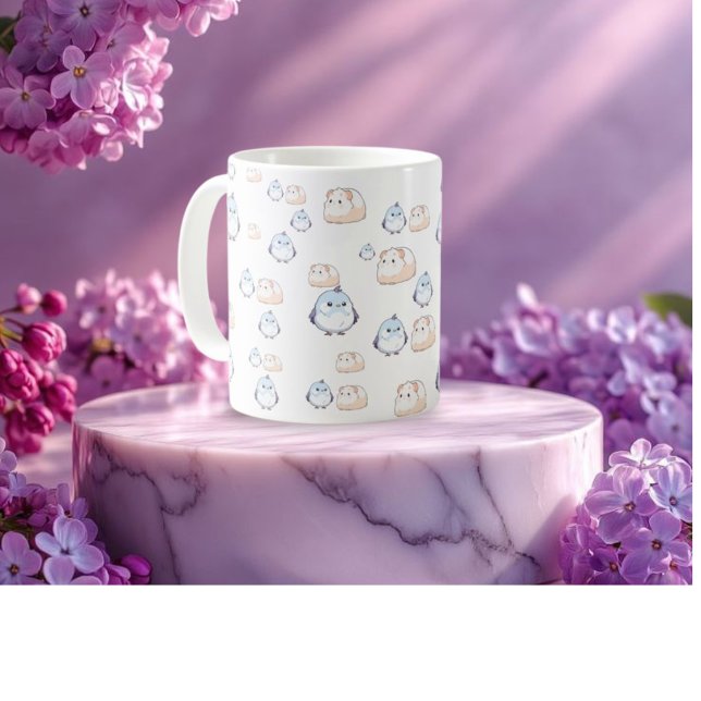 Cute Kawaii Birds and Guinea Pigs.Kawaii vibes for Large Coffee Mug (Creator Uploaded)