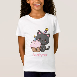 Cute Kawaii Black Cat Birthday Party Personalised T-Shirt