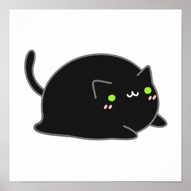 Cute Kawaii Black Cat Poster (Front)