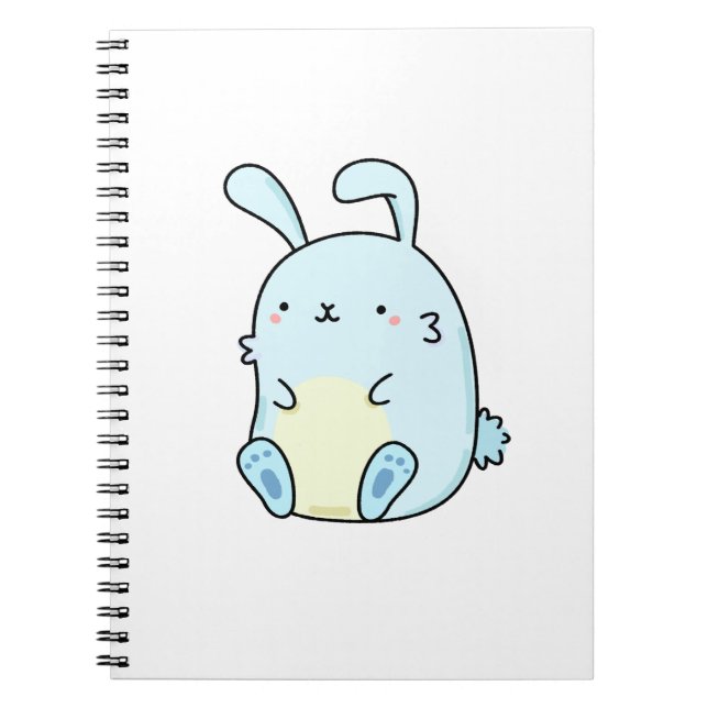 Cute Kawaii Blue Bunny Notebook (Front)