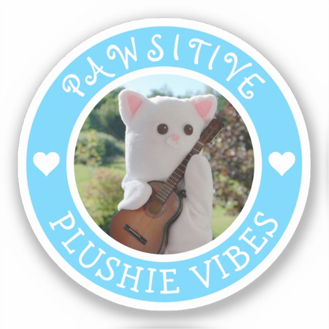 Cute Kawaii Blue Pawsitive Plushie Vibes Photo (Front)