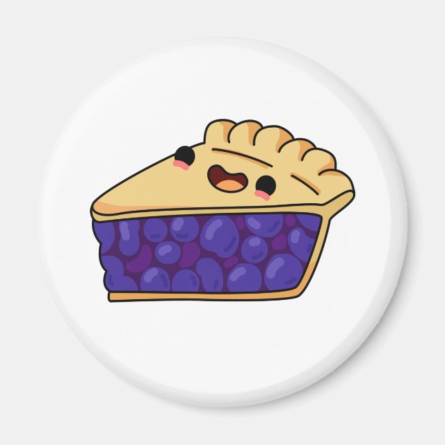 Cute Kawaii Blueberry Pie Magnet (Front)