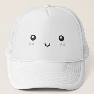 Cute Kawaii Blushing Happy Face Minimalist Trucker Hat