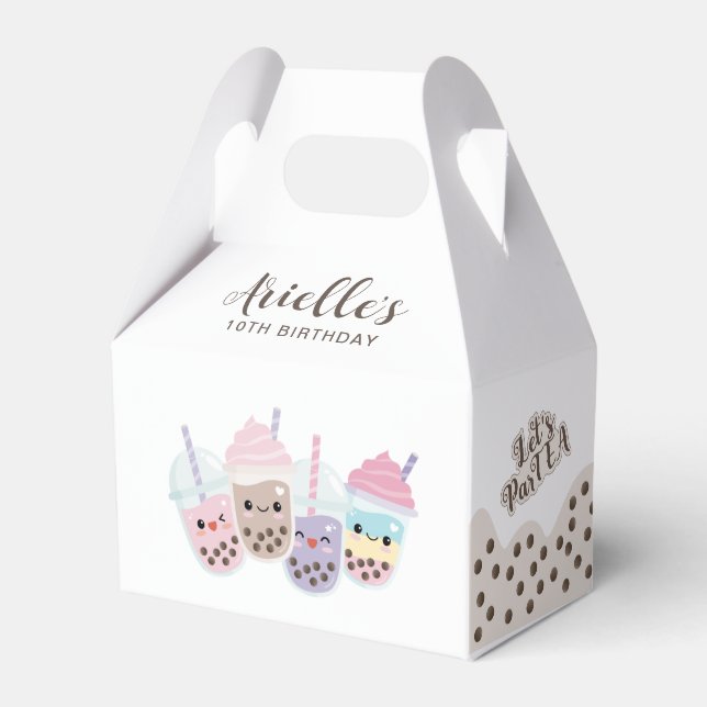 Cute Kawaii Boba Bubble Tea Favour Box (Front Side)