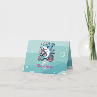 Cute Kawaii Boba Shark Under The Sea Thank You Card