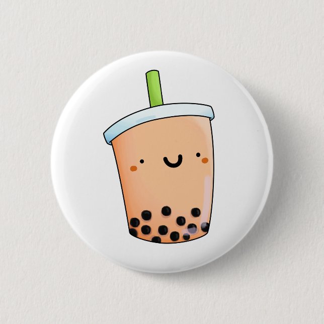 Cute Kawaii Boba Tea 6 Cm Round Badge (Front)