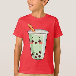 Cute Kawaii Boba Tea Bubble Tea Character Matcha G T-Shirt
