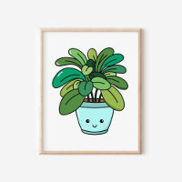 Cute Kawaii Botanical Potted Plant Art