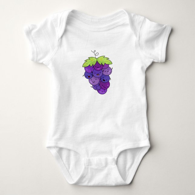 Cute Kawaii Bunch Of Grapes Baby Bodysuit (Front)