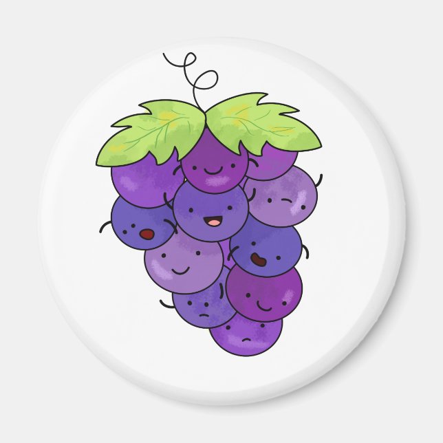 Cute Kawaii Bunch Of Grapes Magnet (Front)
