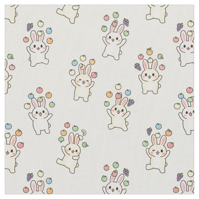 Cute Kawaii Bunny Fabric (Close Up)