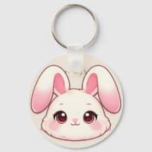 Cute Kawaii Bunny Face Keychain