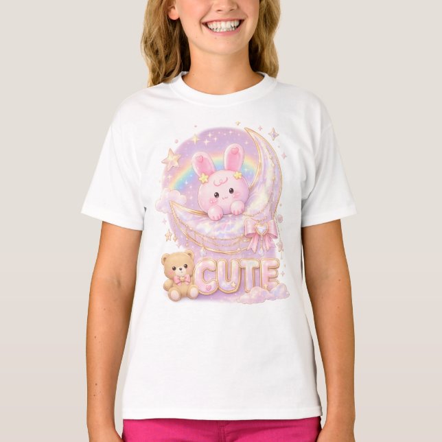 Cute Kawaii Bunny Moon T-Shirt ⭐ (Front)
