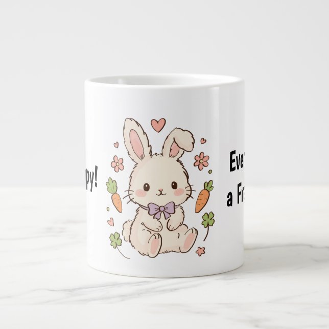 Cute Kawaii Bunny Mug – Every Day is a Fresh Start (Front)