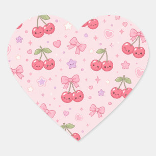 Cute Kawaii Bunny Pattern Pink Pastel Aesthetic Heart Sticker