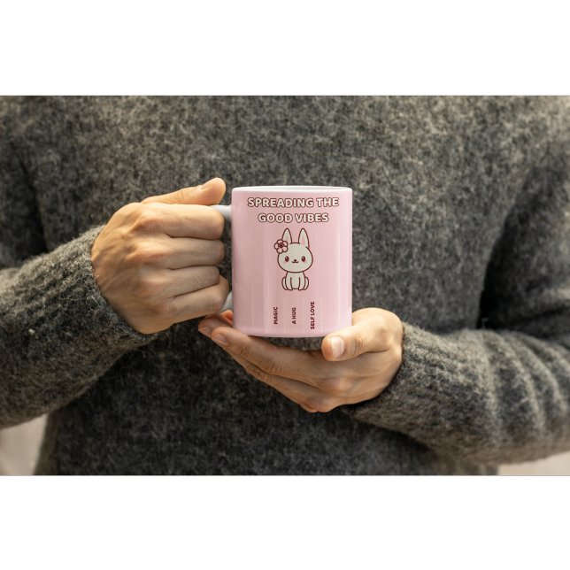 Cute Kawaii Bunny Spread Good Vibe Coffee Mug  (Creator Uploaded)