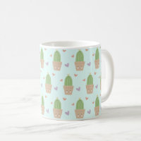 Cute Kawaii Cactus and Hearts Pattern