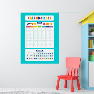 Cute Kawaii Calendar Set Poster