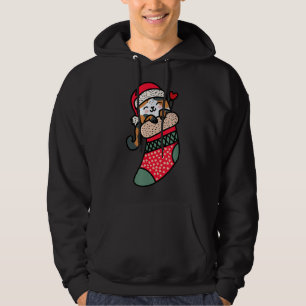Cute Kawaii Calico Cat In Christmas Sock Hoodie
