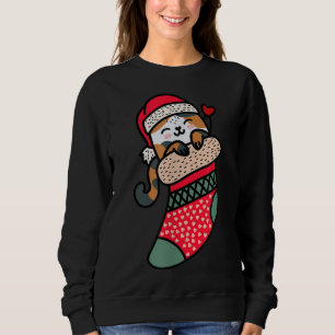 Cute Kawaii Calico Cat In Christmas Sock Sweatshirt