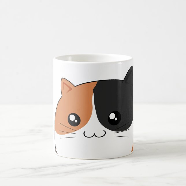 Cute Kawaii Calico kitty cat Coffee Mug (Center)