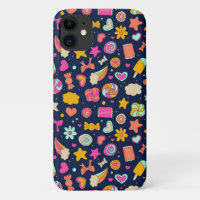 Cute Kawaii Candy Hearts in Happy Pink and Navy