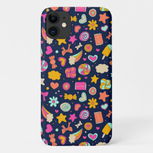 Cute Kawaii Candy Hearts in Happy Pink and Navy Case-Mate iPhone Case