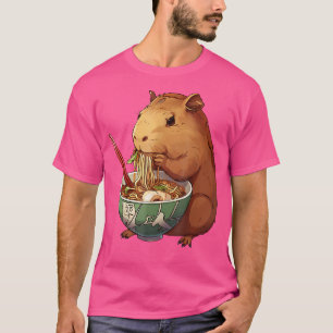 Cute Kawaii Capybara Eating Japanese Ramen Noodles T-Shirt