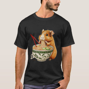 Cute Kawaii Capybara Eating Japanese Ramen Noodles T-Shirt