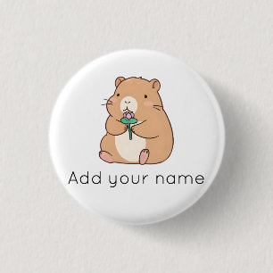 Cute Kawaii Capybara Holding Pink Lotus Flower 3 Cm Round Badge
