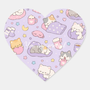 Cute Kawaii Capybara Pattern   Cozy Pastel  Heart Sticker