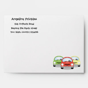Cute kawaii cars cartoon illustration envelope