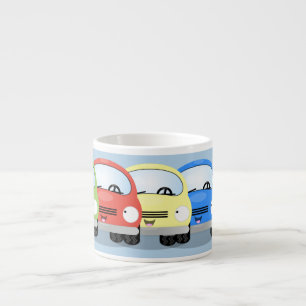 Cute kawaii cars cartoon illustration espresso cup