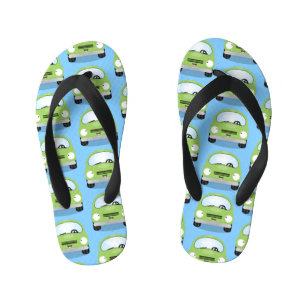 Cute kawaii cars cartoon illustration kid's jandals