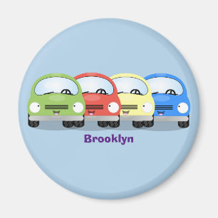 Cute kawaii cars cartoon illustration magnet