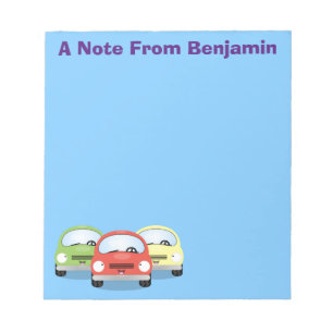 Cute kawaii cars cartoon illustration notepad