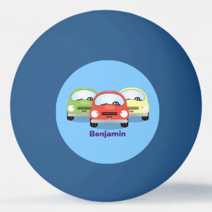 Cute kawaii cars cartoon illustration ping pong ball
