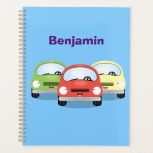 Cute kawaii cars cartoon illustration planner