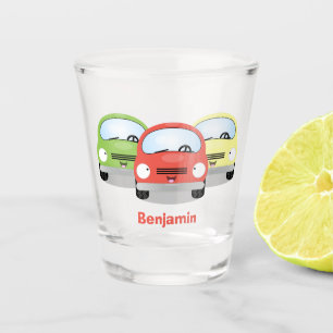 Cute kawaii cars cartoon illustration shot glass