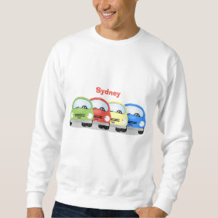 Cute kawaii cars cartoon illustration sweatshirt