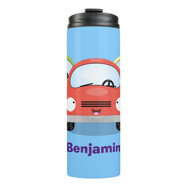 Cute kawaii cars cartoon illustration thermal tumbler (Front)