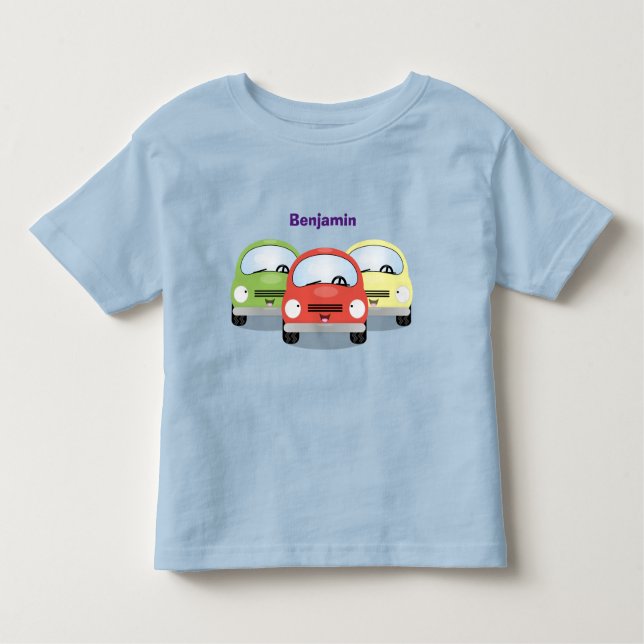 Cute kawaii cars cartoon illustration toddler T-Shirt (Front)