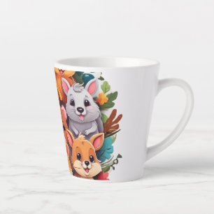 Cute Kawaii Cartoon Animals Collage Latte Mug