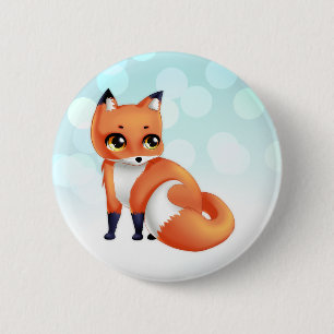 Cute Kawaii cartoon fox 6 Cm Round Badge