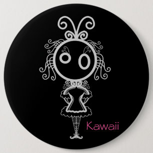 Cute Kawaii Cartoon Girl 6 Cm Round Badge