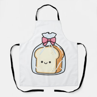 Cute Kawaii Cartoon Illustration of Sliced Bread  Apron